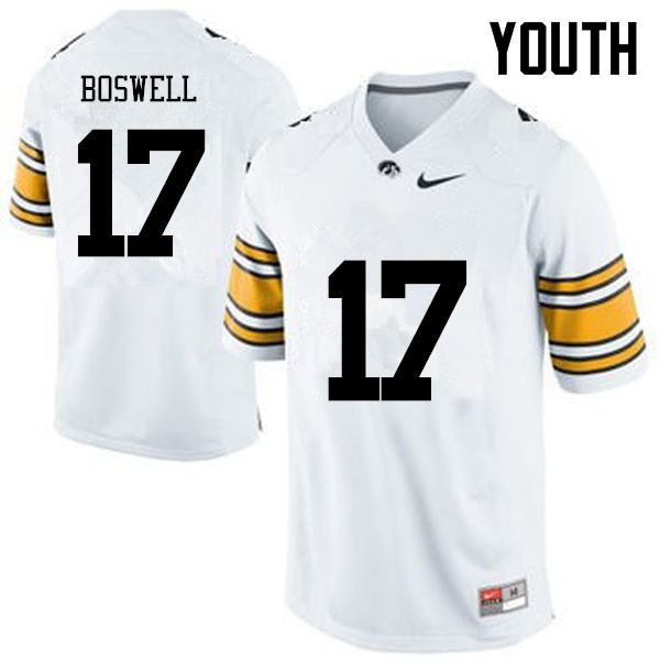 Youth Iowa Hawkeyes #17 Cedric Boswell College Football Jerseys-White - Click Image to Close